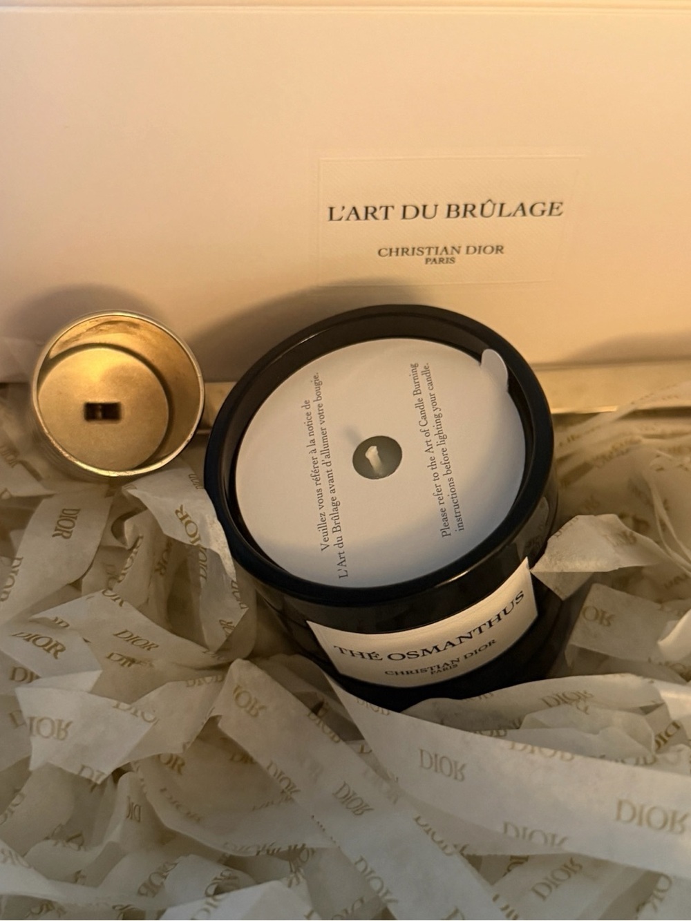 Christian Dior Thé Osmanthus Candle + Dior Candle Snuffer Set